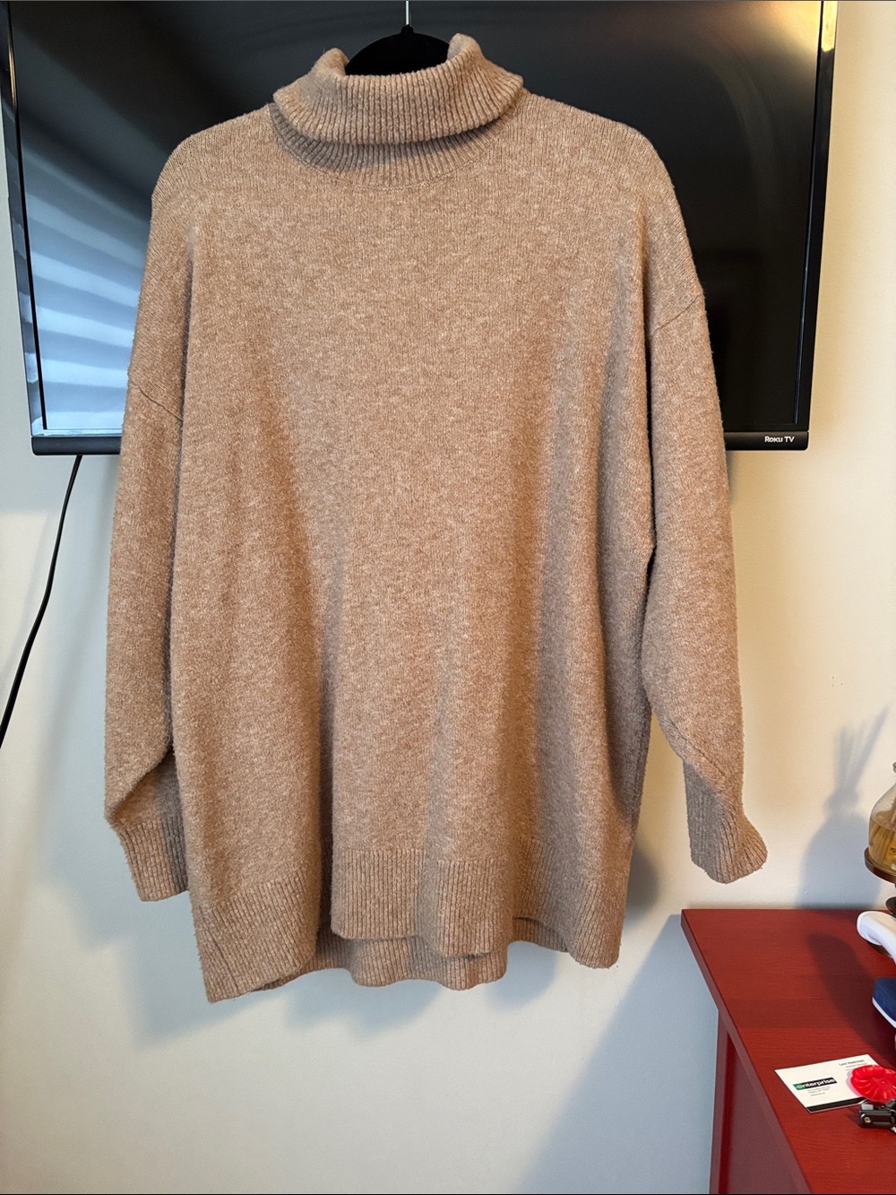H&M Oversized Camel Turtleneck Sweater